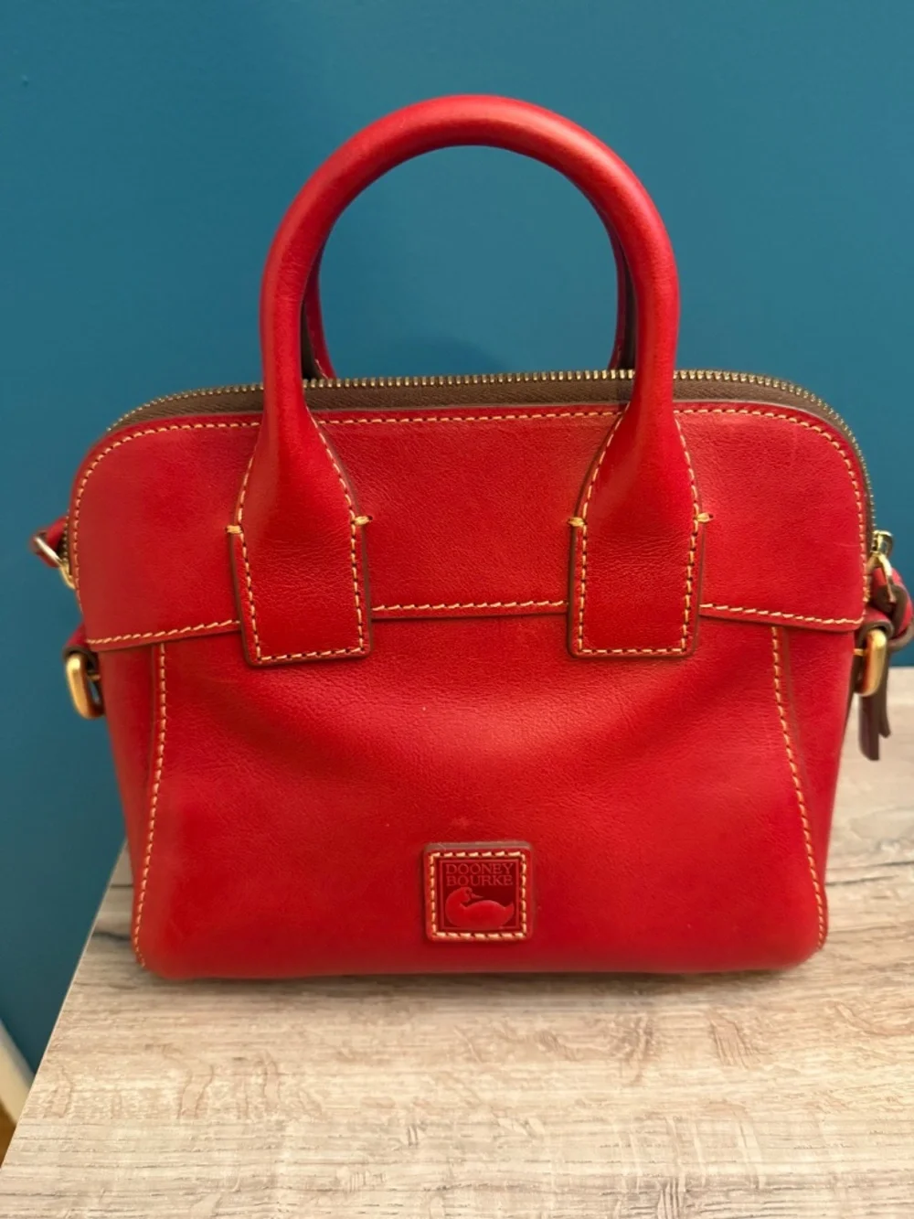Dooney & Bourke Florentine Small Cameron Satchel Crossbody RED - Picture 2 of 5